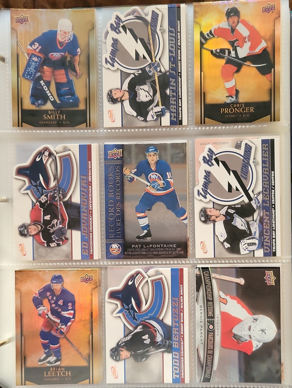 Hockey Trading Card Collection Page - Assorted NHL Stars